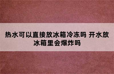 热水可以直接放冰箱冷冻吗 开水放冰箱里会爆炸吗